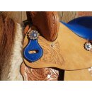 Esposita western saddle &quot;Prince&quot; for pony and Shetty genuine leather in blue