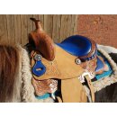 Esposita western saddle "Prince" for pony and Shetty genuine leather in blue