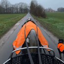 Esposita Fahrdecke Nierendecke - Fahrnierendecke aus Fleece - Orange mit Reflexstreifen Full