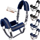 Esposita Halfter "Champion Edition" mit flauschigem Fell Navy/Silber Pony