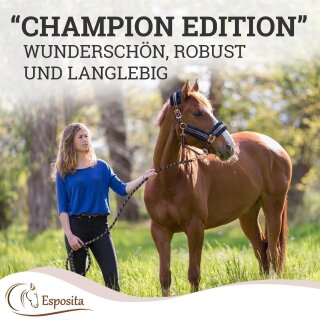 Esposita Halfter "Champion Edition" mit flauschigem Fell Navy/Rosegold Draft/KB