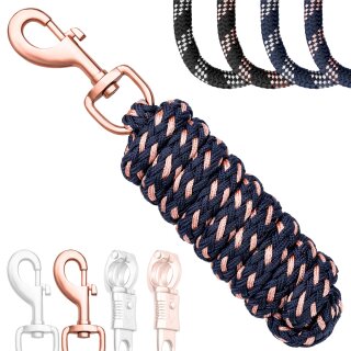 Esposita Führstrick, Anbindestrick Soft "Champion Edition" - Navy/Rosegold Snaphaken