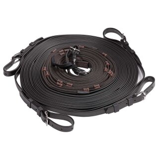 S-Grip Vierspänner Vorderleine mit festem Kreuzstück, schwarz/braun Pony