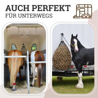Heunetz Für Pferde – 2 Stück, Maschenweite 10x10 Cm, Aus PE/PP, Bis 10 Kg Füllmenge – Verlängert Fresszeit, Reduziert Heuverschwendung