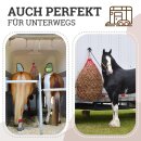 Esposita Heunetz mit Ringen und Karabinerhaken Rot engmaschig (3x3cm)