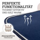 Abschwitzdecke &quot;Champion Edition&quot; Fleecedecke mit Fellkragen und Zierpaspel, Paradedecke, Showdecke Navy-Silber 135cm