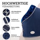 Abschwitzdecke &quot;Champion Edition&quot; Fleecedecke mit Fellkragen und Zierpaspel, Paradedecke, Showdecke Navy-Silber 135cm