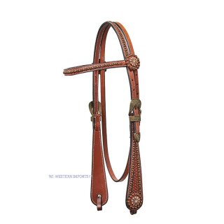 Horsemans Tack Vaquero Western-Kopfstück mit Kupfer-Dots