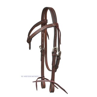 Pony-Westernkopfstück mit geknotetem Stirnband, dunkel geölt
