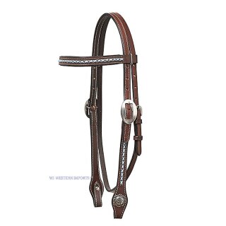 Horsemans Tack Western-Kopfstück mit türkisfarbenen Nähten